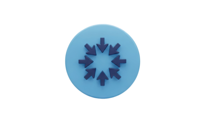3D Rendering of Arrows Converging in a Blue Circle Icon