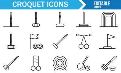 Obraz premium Sports tournament croquet icon collection