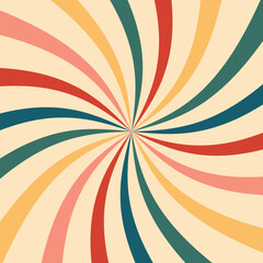 retro vintage color palette sunburst background vibes . Ray stripes. spiral or swirled radial striped pattern design graphic.