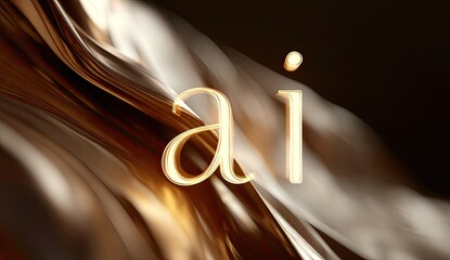 Opulent, flowing golden fabric with elegant, subtle, metallic "ai" lettering