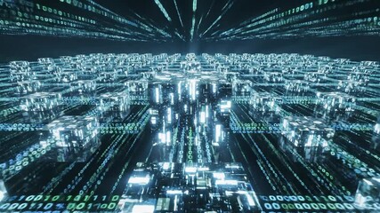 A dynamic and immersive visual representation of digital data flowing rapidly through a futuristic tunnel of binary code symbolizing advanced technology global connectivity and the intricate world of. - Powered by Adobe