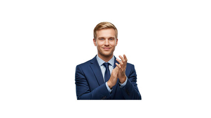 Smiling businessman clapping hands