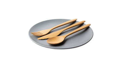 Wooden cutlery on a plate