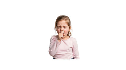Girl coughing into her hand