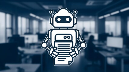Artificial Intelligence Robot Automating Business Processes and Document Management in a Modern Office Environment