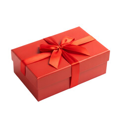 Obraz premium festive bright red rectangular gift box with satin ribbon bow tied elegantly perfect for holidays celebrations special occasions surprises