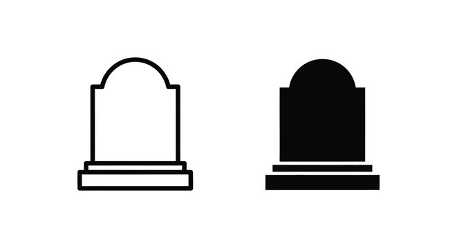 A stark representation of two tombstone designs in contrasting styles a black silhouette