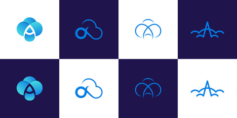 Collection of Modern Cloud and Letter A Logo Concepts