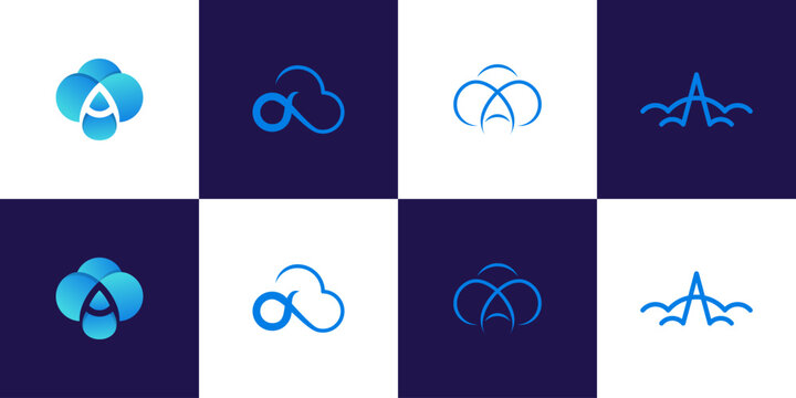 Collection of Modern Cloud and Letter A Logo Concepts