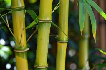 Obraz premium Golden bamboo canes growing in nature create a relaxing and peaceful atmosphere