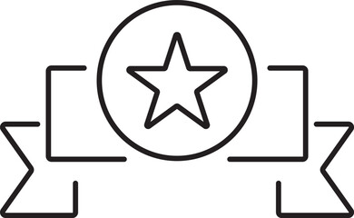 Obraz premium Simple line art drawing of a trophy with a star in the middle, representing achievement and success.