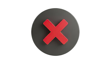 Fototapeta premium 3D Red Cross Icon on Dark Gray Circle Background