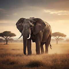 Fototapeta premium Elephant Symbolizing Wisdom, Strength, and Stability