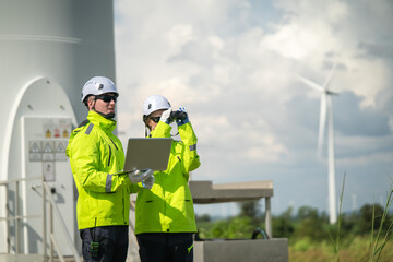 Monitoring wind energy turbines renewable energy site photography outdoor close-up view sustainability focus