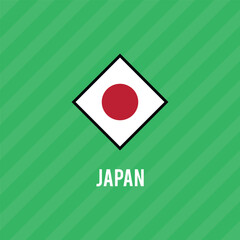 Japan flag, official national symbol in world globe map, vector illustration.