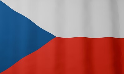 Naklejka premium 3D render of the Czech Republic national flag waving smoothly. Full frame patriotic background with realistic fabric motion, red, blue and white color