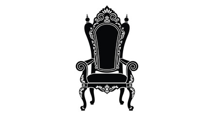 An ornate decorative throne chair design is prominently displayed in a bold striking silhouette © Pvect02