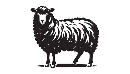 black color sheep silhouette vector illustration, solid white background