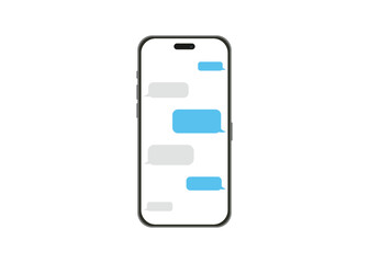 Chatting in smartphone. Send or receive sms on app. Speech bubble message on phone.