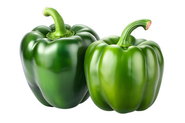 Two Fresh Green Bell Peppers Isolated on Transparent Background