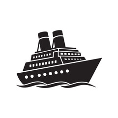"Cruise Ship Silhouette Vector Illustration"