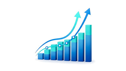 Bar chart showing increasing positive trend and successful growth on isolated on transparent background