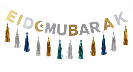Eid Mubarak Festive Decor Illuminated Crescent Moon with Silhouette Cityscape on Display Base