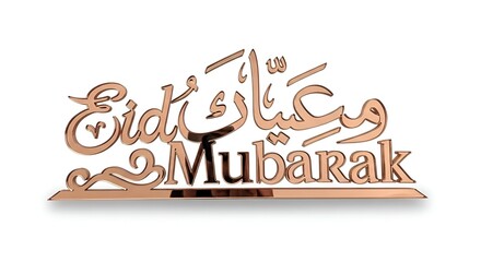 Eid Mubarak Festive Decor Illuminated Crescent Moon with Silhouette Cityscape on Display Base