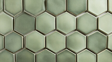 Green Hexagon Tile Texture Background for Kitchen or Bathroom Interior Design