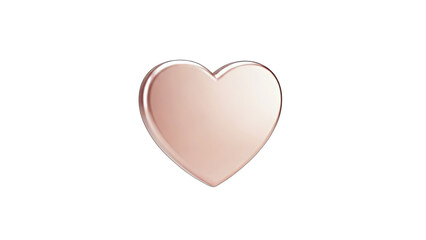 Rose Gold Heart on White Background