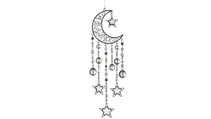 Eid Mubarak Festive Decor Illuminated Crescent Moon with Silhouette Cityscape on Display Base