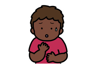 心配する　黒人の男の子