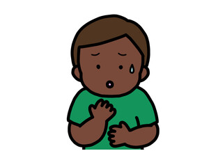 心配する　黒人の男の子