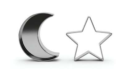 Eid Mubarak Festive Decor Illuminated Crescent Moon with Silhouette Cityscape on Display Base