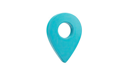 3D Cyan Blue Location Pin Icon on White Background
