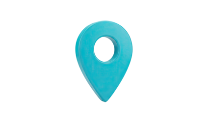 3D Cyan Blue Location Pin Icon on White Background