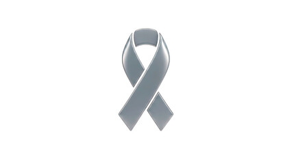 Silver Awareness Ribbon on White Background