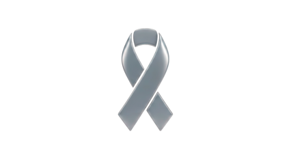 Silver Awareness Ribbon on White Background