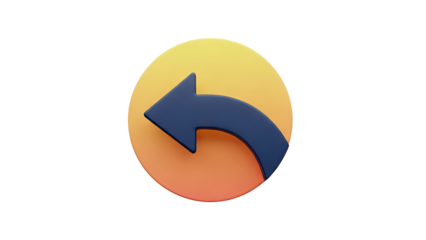 3D Dark Blue Arrow Icon with Gradient Orange Circle Background