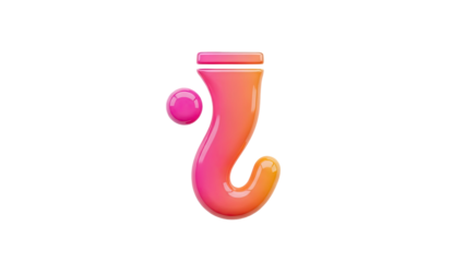 3D Glossy Pink-Orange Gradient Question Mark Icon with Bubble