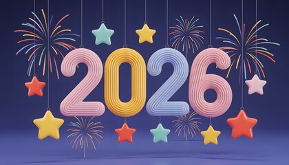 Festive 3D Scene with Fireworks and Vibrant Lights – AI Illustration