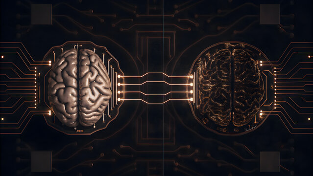 Futuristic brain interface technology network science - Powered by Adobe