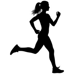 Woman running silhouette
