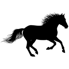 Silhouette of a running horse