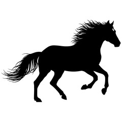 Silhouette of a running horse