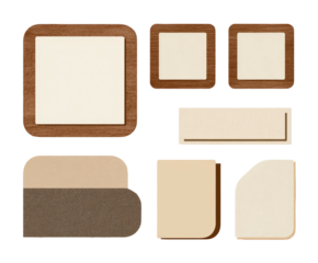 Collection of various square, rectangle, and rounded shapes, all with textured and framed designs