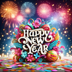vibrant happy new year signage