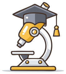 Fototapeta premium Microscope with Graduation Cap Illustration Concept for Education, Science, or Research