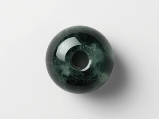 Green marble sphere with hole