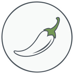 Stylized green chili pepper icon inside a white circle